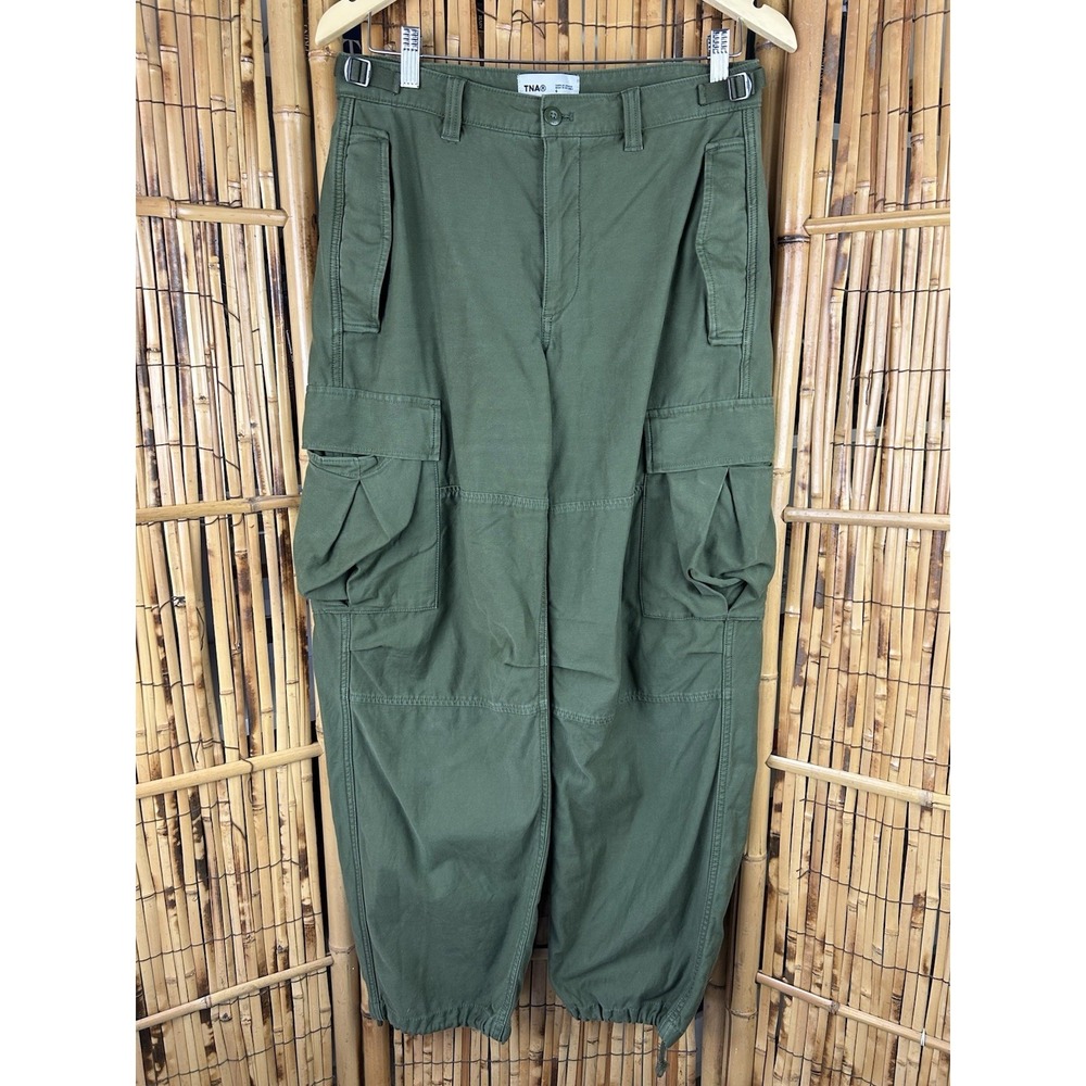 Aritzia TNA Supply Cargo Rip Stop Green Pants Women's Adjustable Size 6